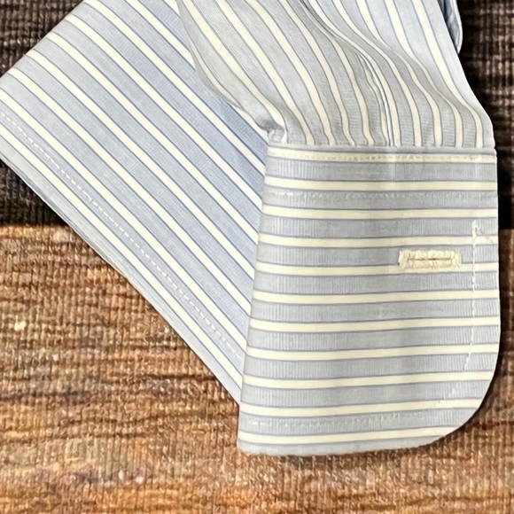 Brooks Brothers Classic Striped Blue Mens Dress Button Down Shirt - Picture 3 of 5